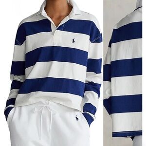 Polo by Ralph Lauren Men's Navy and White Striped Shirt